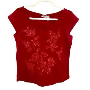 IZOD Stretch Top with Cap Sleeves-Large